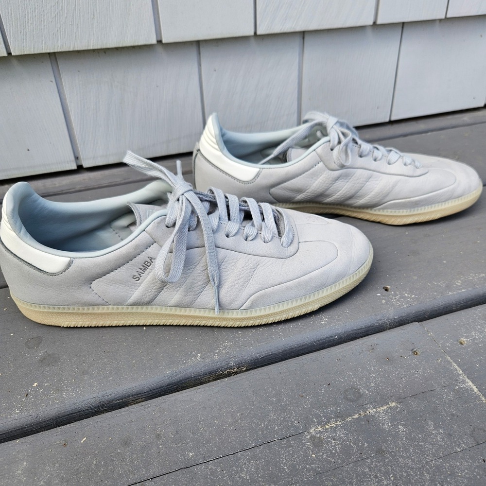 Adidas Samba Decon Light Blue Grey Leather Gum Sole Sneakers 9.5 Mens ID2055 - Picture 3 of 9
